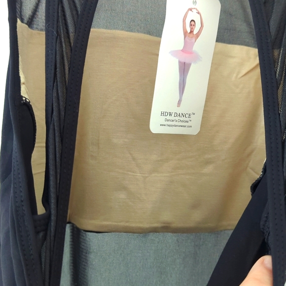 (3) NWT New Black Mesh Lace Halter Leotard Dance Gymnastics Bodysuit Sz Medium - Picture 5 of 12